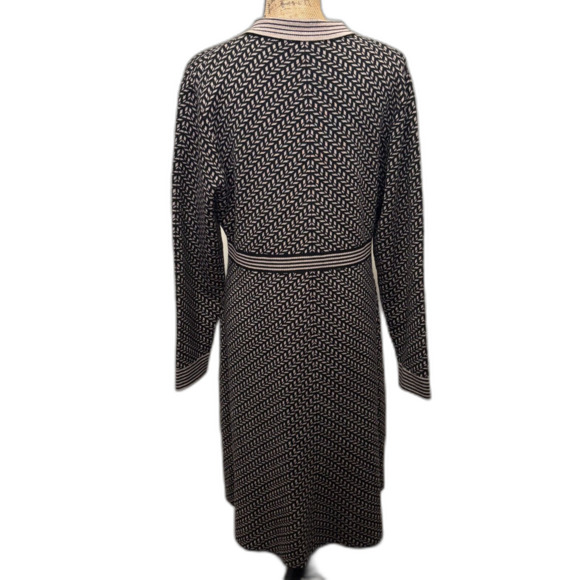Max Studio Knit Collared Shirt Dress Black Brown A-Line Neutral Academia Size XL - Picture 5 of 7